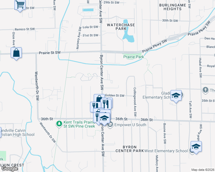 map of restaurants, bars, coffee shops, grocery stores, and more near 2345 Barberry Drive Southwest in Wyoming