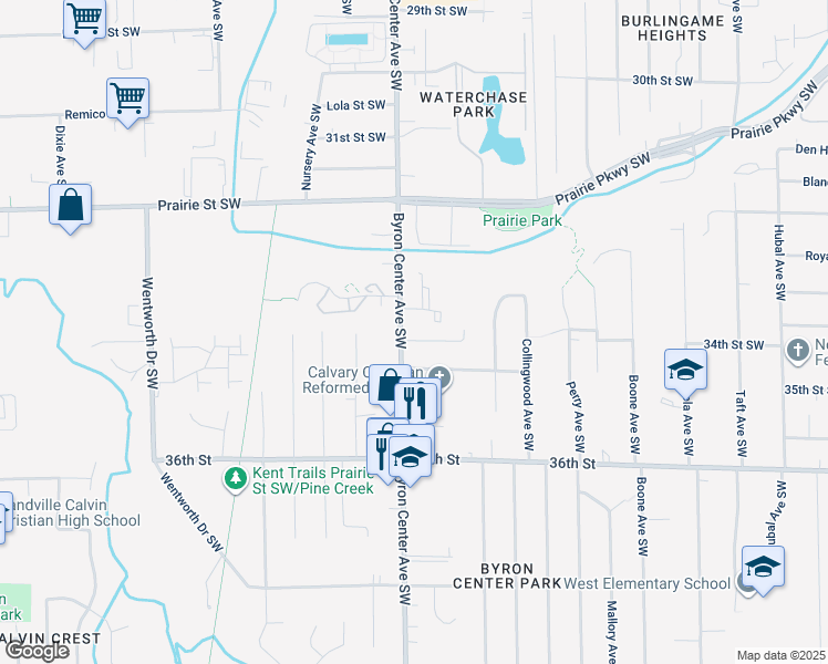 map of restaurants, bars, coffee shops, grocery stores, and more near 2345 Barberry Drive Southwest in Wyoming