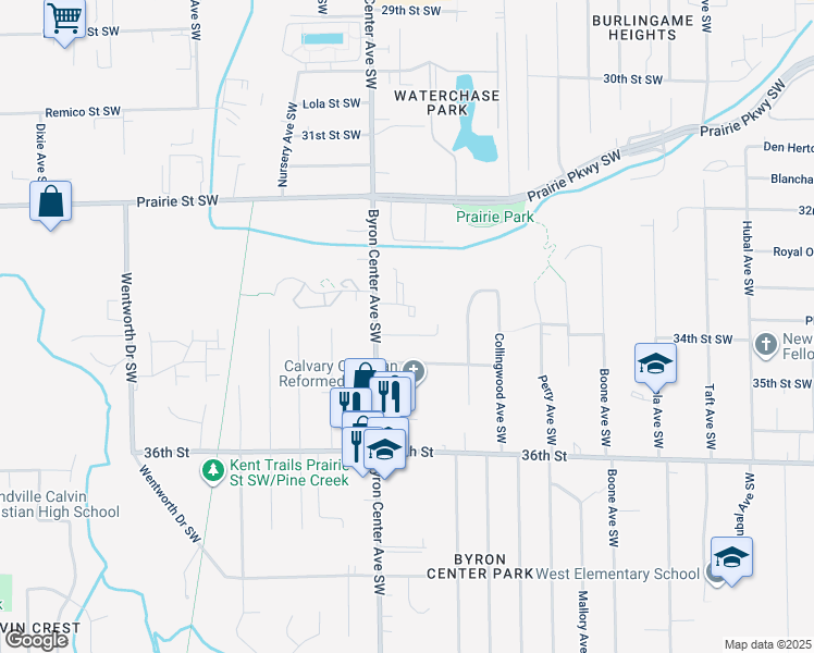 map of restaurants, bars, coffee shops, grocery stores, and more near 2345 Barberry Drive Southwest in Wyoming