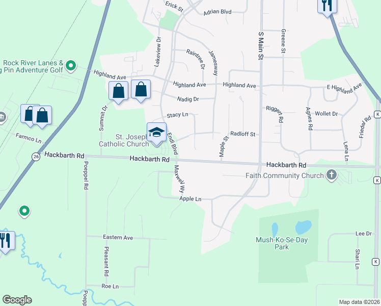 map of restaurants, bars, coffee shops, grocery stores, and more near W6240 Hackbarth Road in Fort Atkinson
