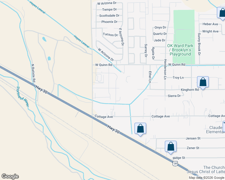 map of restaurants, bars, coffee shops, grocery stores, and more near 1891 Kinghorn Road in Pocatello