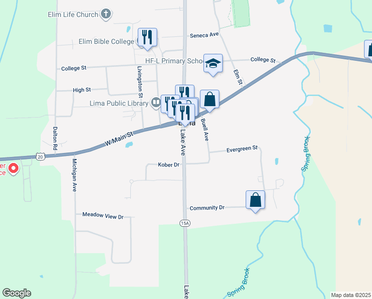 map of restaurants, bars, coffee shops, grocery stores, and more near 1953 Lake Avenue in Lima