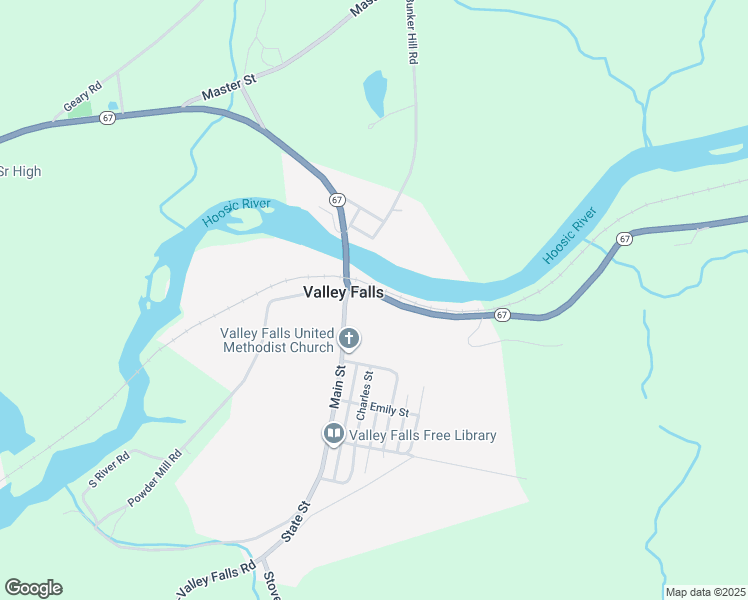 map of restaurants, bars, coffee shops, grocery stores, and more near 1842 New York 67 in Valley Falls