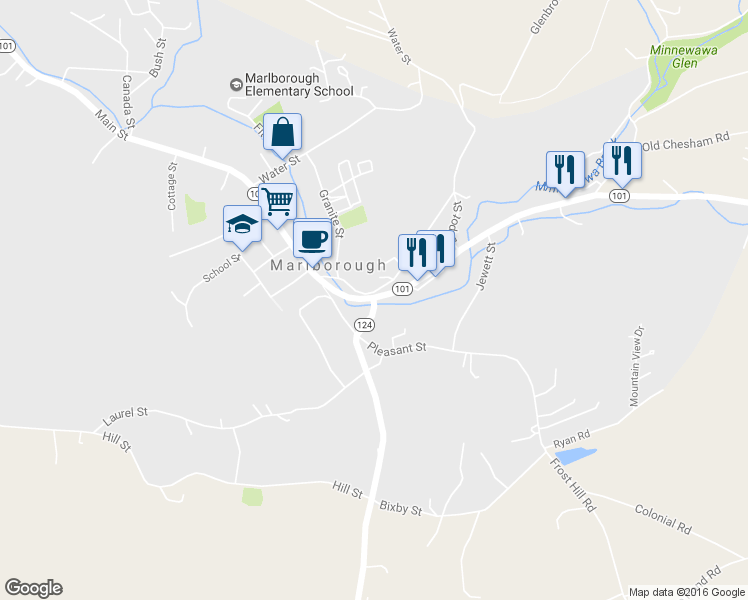 map of restaurants, bars, coffee shops, grocery stores, and more near 2 Jaffrey Road in Marlborough
