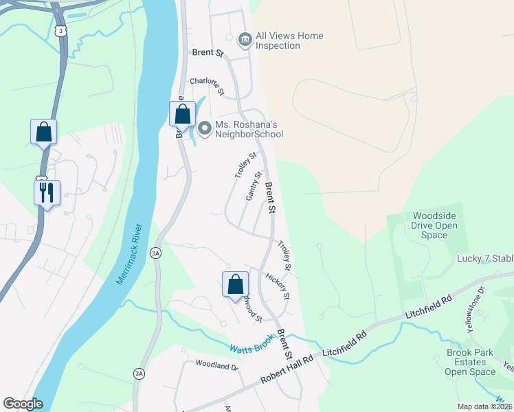 map of restaurants, bars, coffee shops, grocery stores, and more near 47 Pullman Street in Manchester