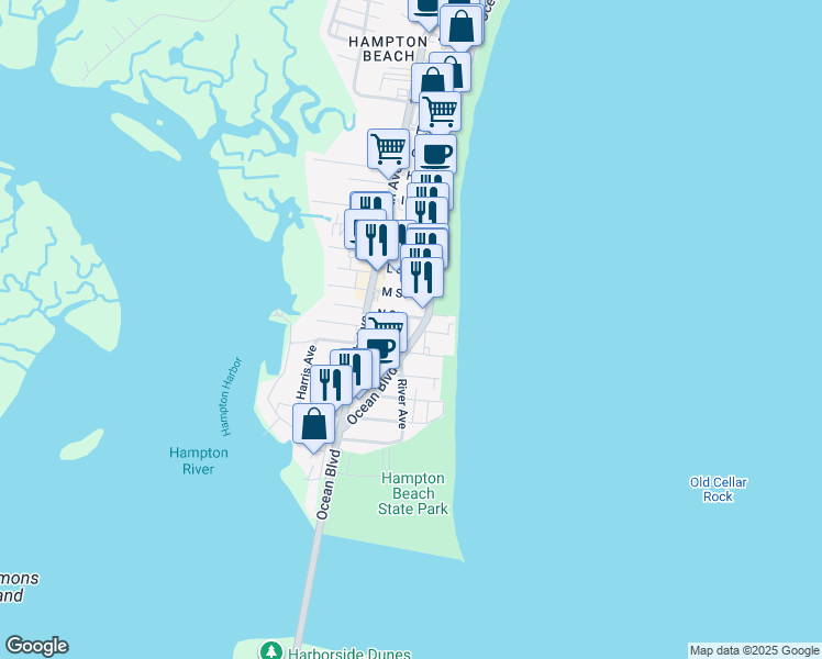 map of restaurants, bars, coffee shops, grocery stores, and more near 2 Bradford Avenue in Hampton