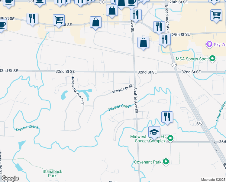 map of restaurants, bars, coffee shops, grocery stores, and more near 3022-3072 Wingate Drive Southeast in Kentwood