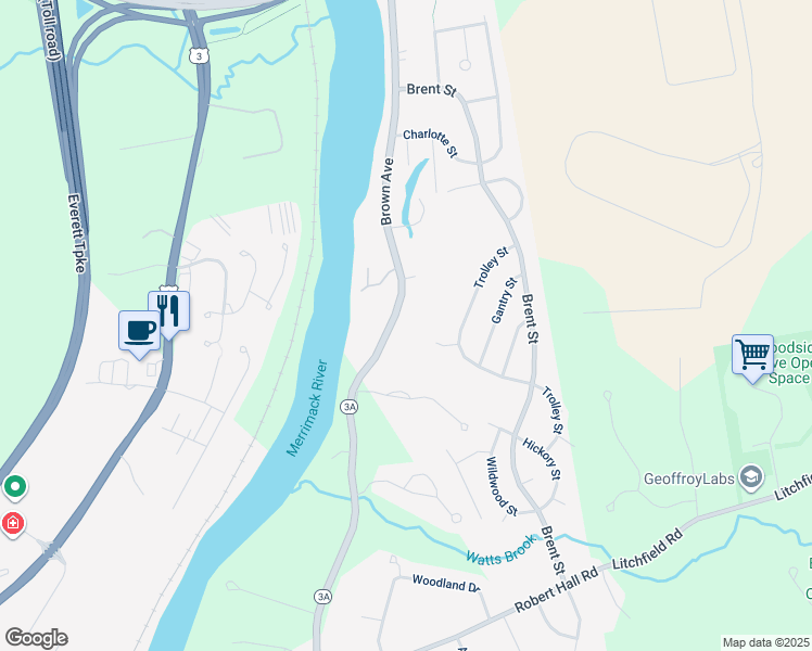 map of restaurants, bars, coffee shops, grocery stores, and more near 4747 Brown Avenue in Manchester