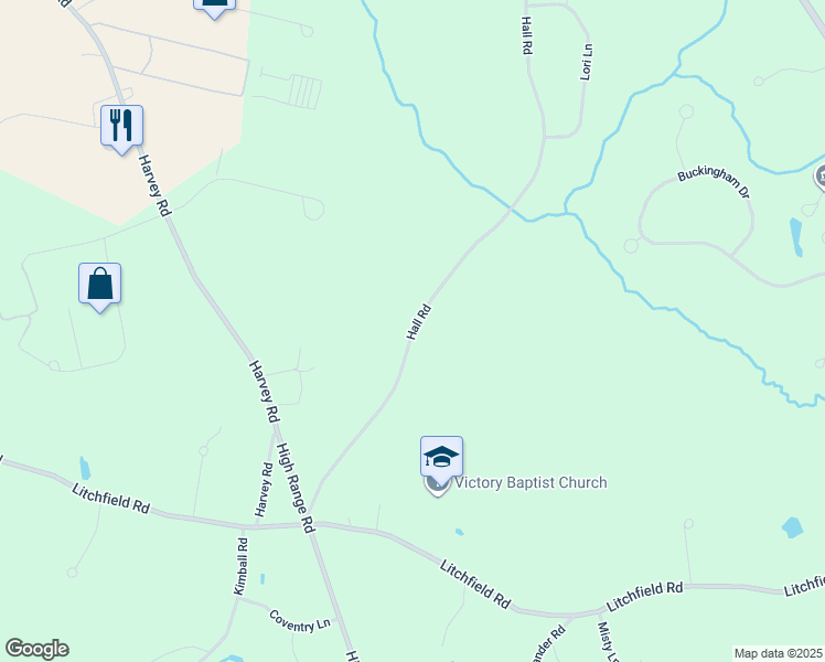 map of restaurants, bars, coffee shops, grocery stores, and more near 71 Hall Road in Londonderry