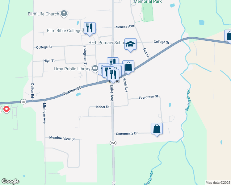 map of restaurants, bars, coffee shops, grocery stores, and more near 1953 Lake Avenue in Lima