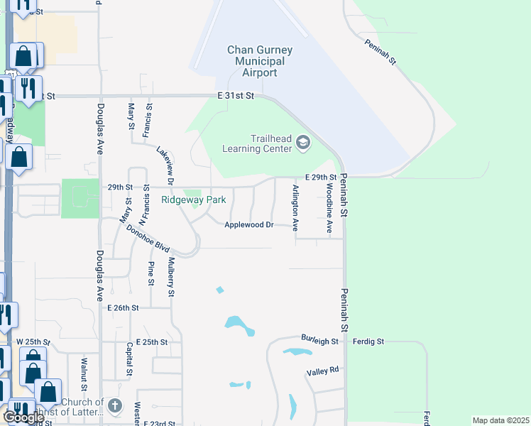 map of restaurants, bars, coffee shops, grocery stores, and more near 506 Applewood Drive in Yankton