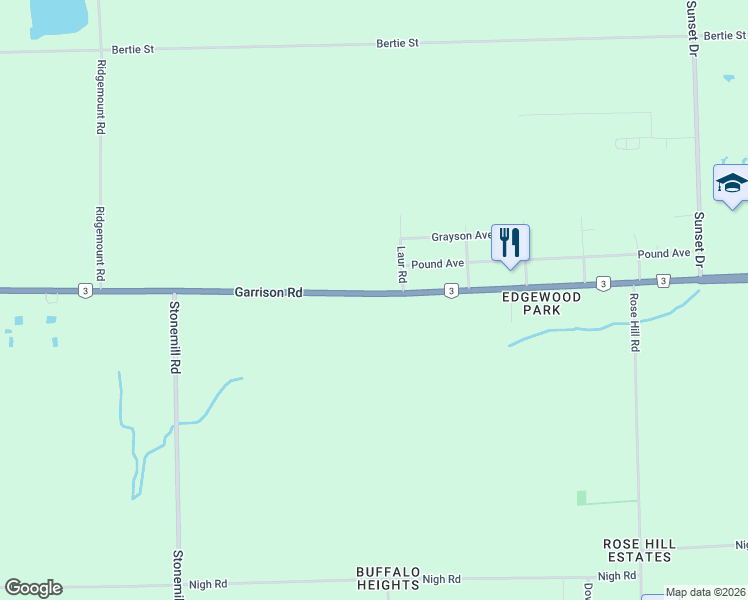 map of restaurants, bars, coffee shops, grocery stores, and more near 2043 Garrison Road in Fort Erie