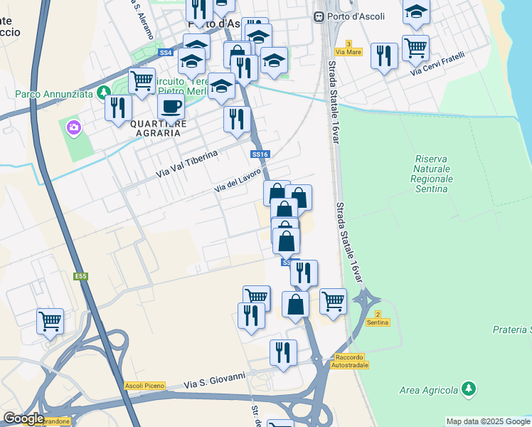 map of restaurants, bars, coffee shops, grocery stores, and more near 7 Via Giuseppe di Vittorio in San Benedetto del Tronto