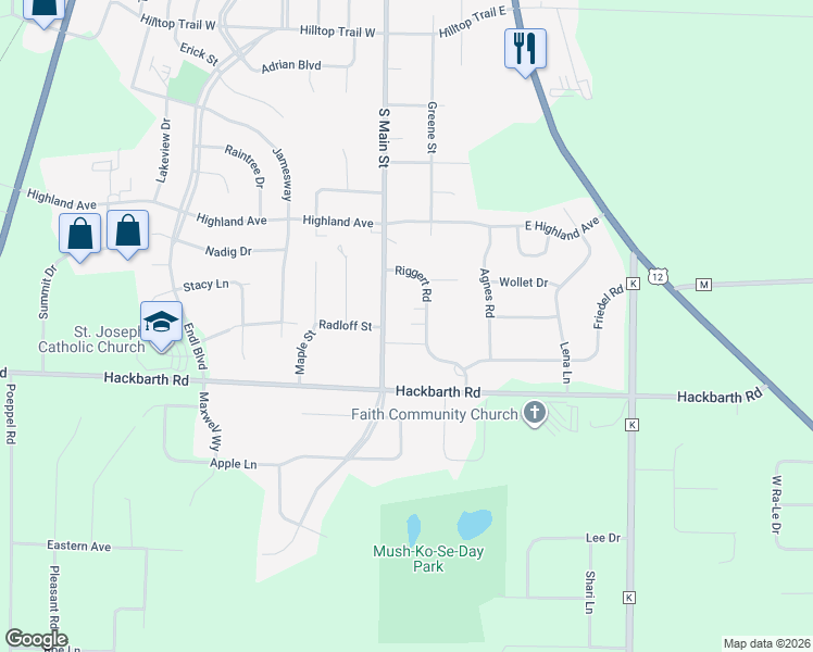 map of restaurants, bars, coffee shops, grocery stores, and more near 1531 S Main St in Fort Atkinson