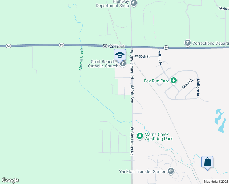 map of restaurants, bars, coffee shops, grocery stores, and more near 1502 Joseph Circle in Yankton