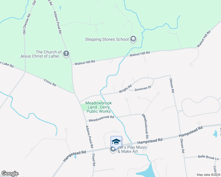 map of restaurants, bars, coffee shops, grocery stores, and more near 6 Wright Road in Derry