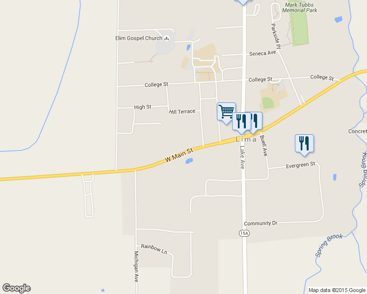 map of restaurants, bars, coffee shops, grocery stores, and more near 7201 West Main Street in Lima