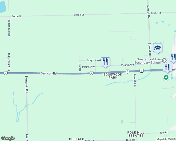 map of restaurants, bars, coffee shops, grocery stores, and more near 1970 Garrison Road in Fort Erie