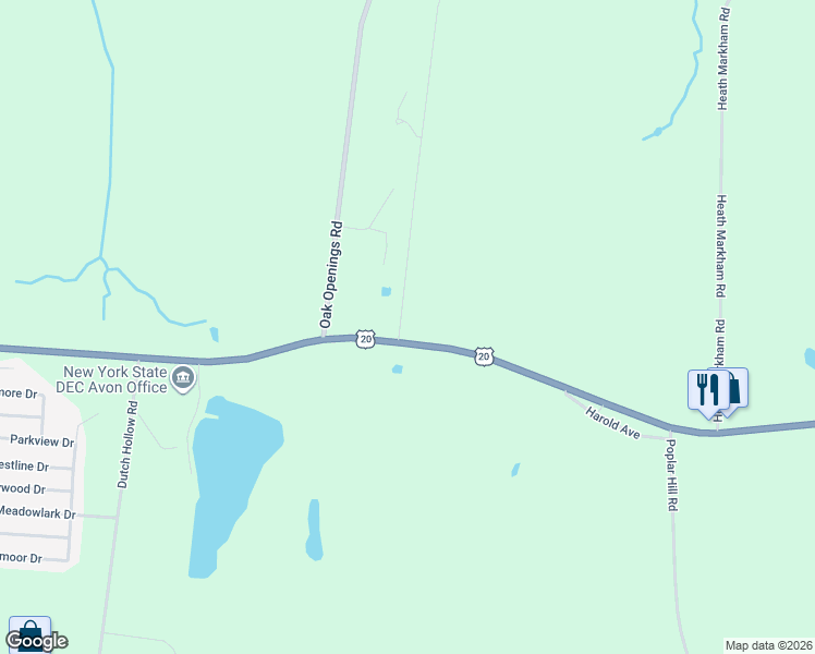 map of restaurants, bars, coffee shops, grocery stores, and more near 6429 East Avon Lima Road in Avon
