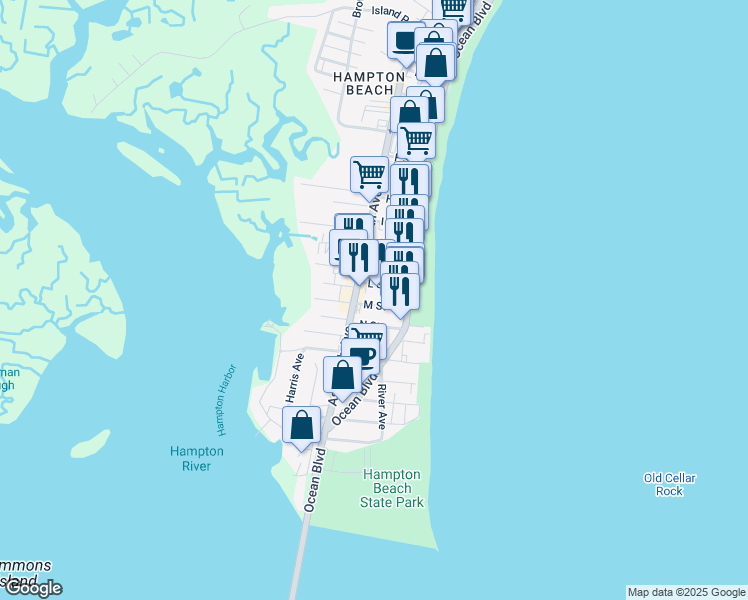 map of restaurants, bars, coffee shops, grocery stores, and more near 14 M Street in Hampton