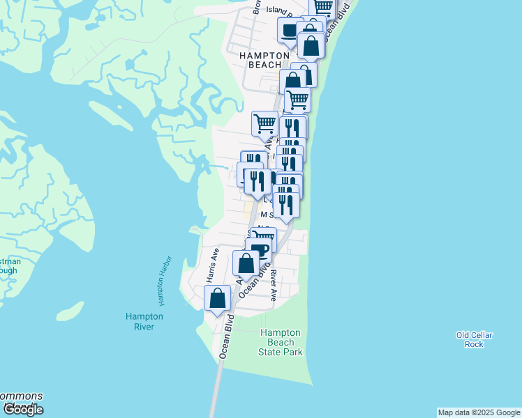 map of restaurants, bars, coffee shops, grocery stores, and more near 14 M Street in Hampton