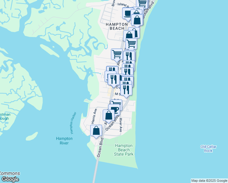 map of restaurants, bars, coffee shops, grocery stores, and more near 14 M Street in Hampton