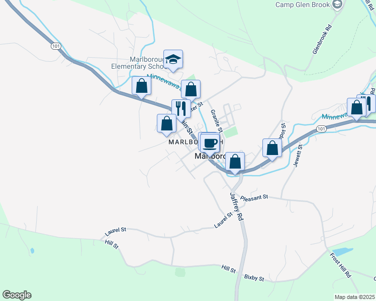 map of restaurants, bars, coffee shops, grocery stores, and more near 12 Frost Street in Marlborough