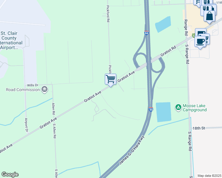 map of restaurants, bars, coffee shops, grocery stores, and more near 4757 Gratiot Avenue in Saint Clair