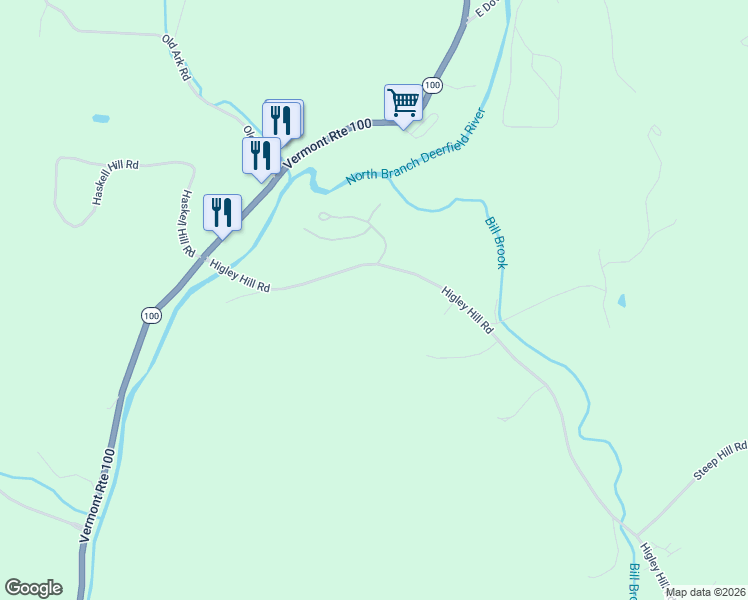map of restaurants, bars, coffee shops, grocery stores, and more near 85 Higley Hill Road in Wilmington