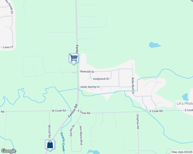 map of restaurants, bars, coffee shops, grocery stores, and more near 1111 Hollyhock Drive in Grand Blanc