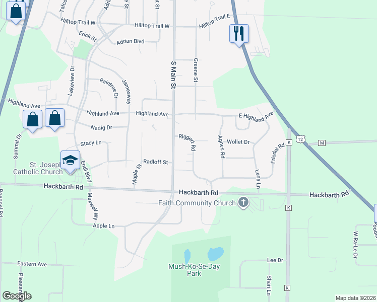 map of restaurants, bars, coffee shops, grocery stores, and more near 1531 South Main Street in Fort Atkinson