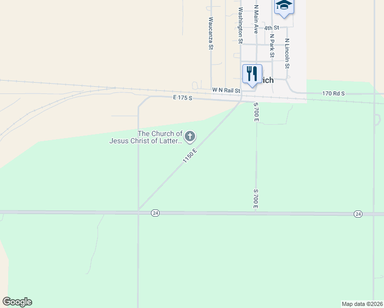 map of restaurants, bars, coffee shops, grocery stores, and more near Dietrich Highway in Dietrich