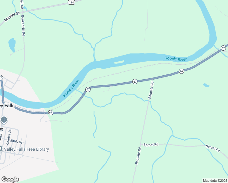 map of restaurants, bars, coffee shops, grocery stores, and more near 2028 New York 67 in Valley Falls