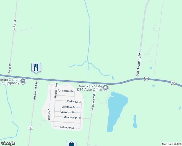 map of restaurants, bars, coffee shops, grocery stores, and more near 6241 East Avon Lima Road in Avon