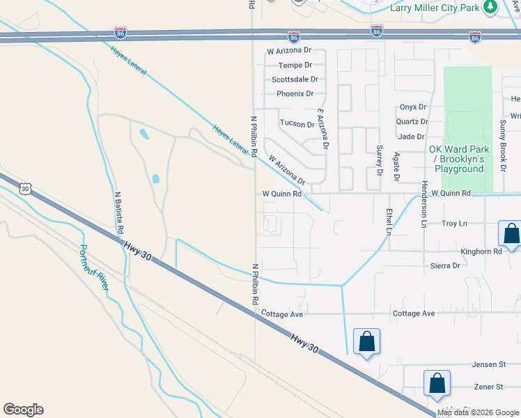 map of restaurants, bars, coffee shops, grocery stores, and more near 3858-3948 Philbin Rd in Pocatello