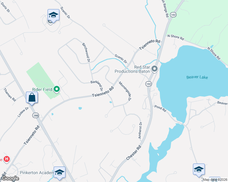 map of restaurants, bars, coffee shops, grocery stores, and more near 2 Fieldstone Drive in Derry