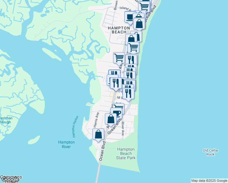map of restaurants, bars, coffee shops, grocery stores, and more near 14 M Street in Hampton