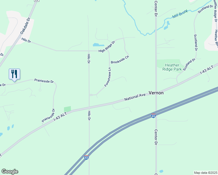 map of restaurants, bars, coffee shops, grocery stores, and more near W253S7680 Forestview Lane in Waukesha