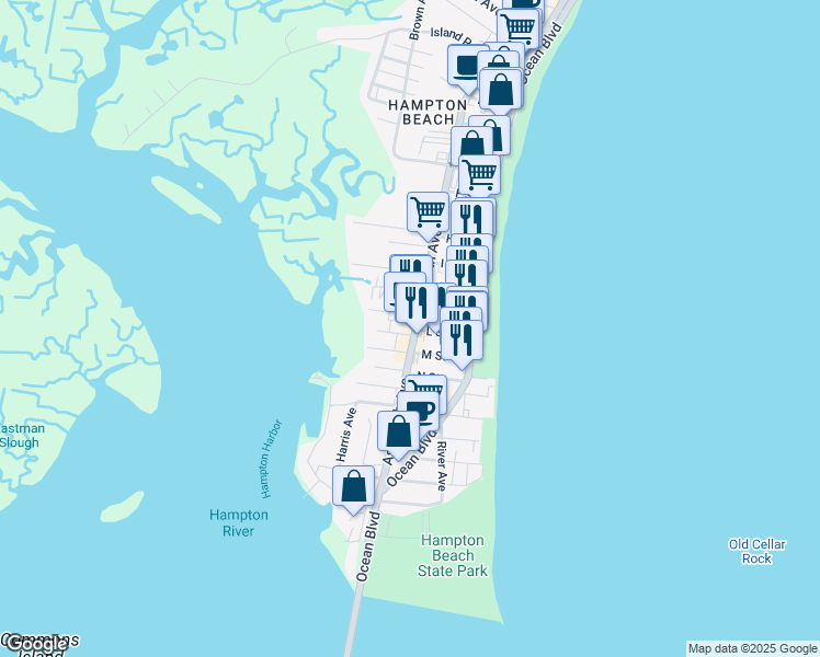 map of restaurants, bars, coffee shops, grocery stores, and more near 14 M Street in Hampton