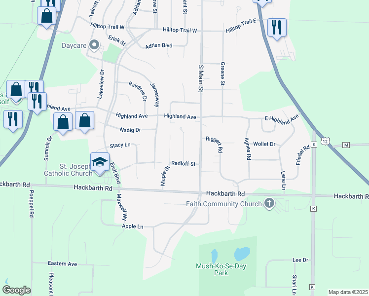 map of restaurants, bars, coffee shops, grocery stores, and more near N1761 Grant Street in Fort Atkinson