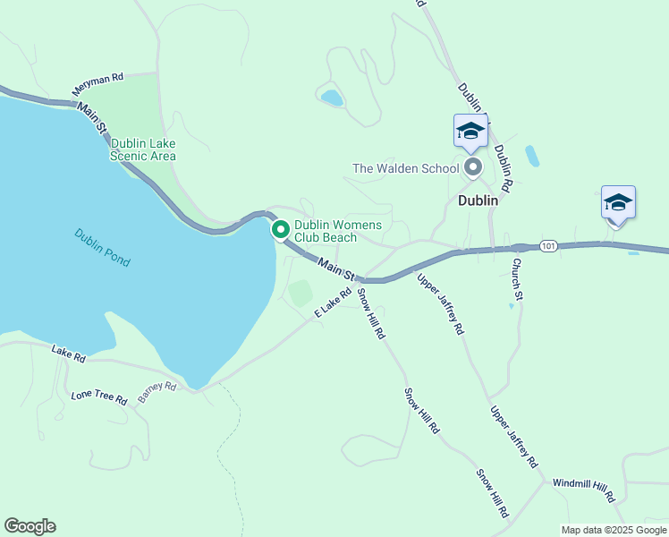 map of restaurants, bars, coffee shops, grocery stores, and more near New Hampshire 101 in Dublin