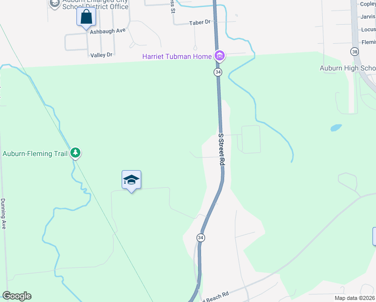 map of restaurants, bars, coffee shops, grocery stores, and more near 5953 South Street Road in Auburn