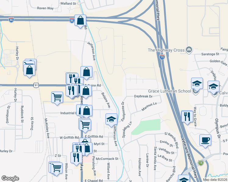 map of restaurants, bars, coffee shops, grocery stores, and more near 1479-1699 Hiline Road in Pocatello