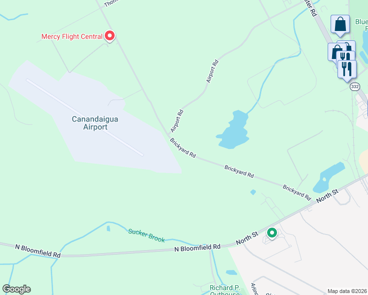 map of restaurants, bars, coffee shops, grocery stores, and more near 2455-2499 Brickyard Road in Canandaigua