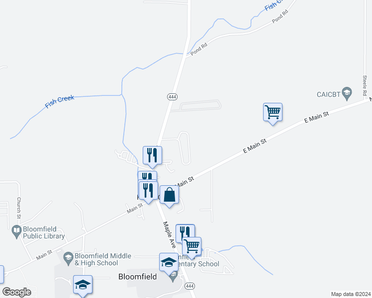 map of restaurants, bars, coffee shops, grocery stores, and more near 170 Heartwood Lane in Bloomfield
