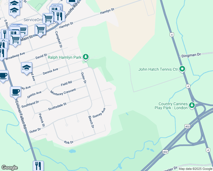 map of restaurants, bars, coffee shops, grocery stores, and more near 3 Aspen Place in London