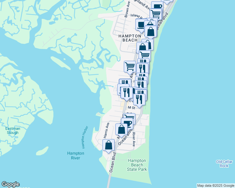 map of restaurants, bars, coffee shops, grocery stores, and more near 3 Gookin Court in Hampton