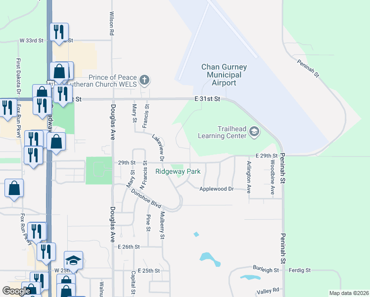 map of restaurants, bars, coffee shops, grocery stores, and more near 510 East 29th Street in Yankton