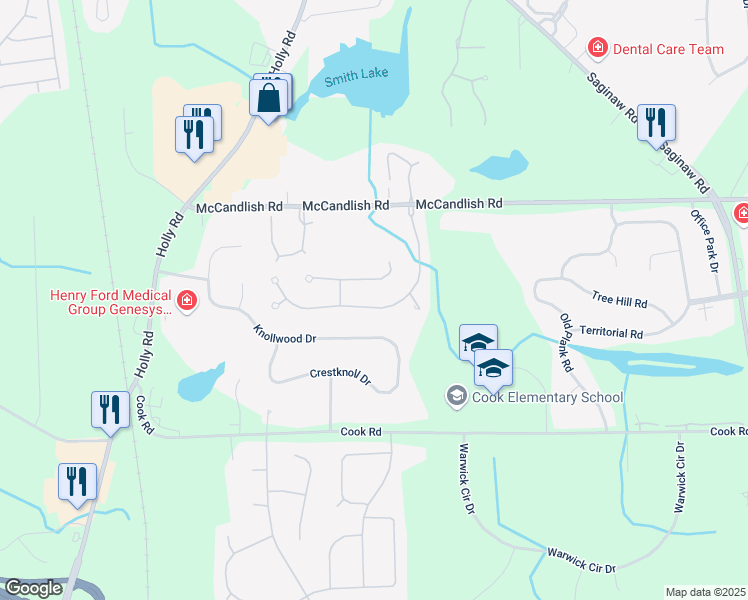 map of restaurants, bars, coffee shops, grocery stores, and more near 8346 Sherwood Drive in Grand Blanc