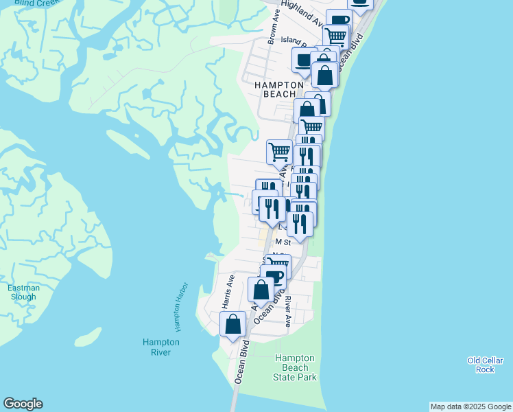 map of restaurants, bars, coffee shops, grocery stores, and more near 3 Gookin Court in Hampton